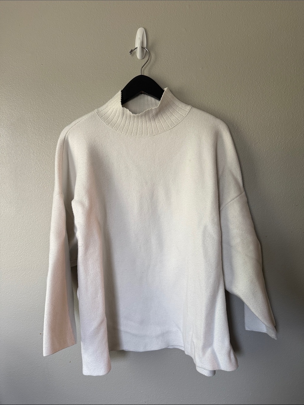 Zara Mock Neck Oversized White Sweater Jumper Size Large